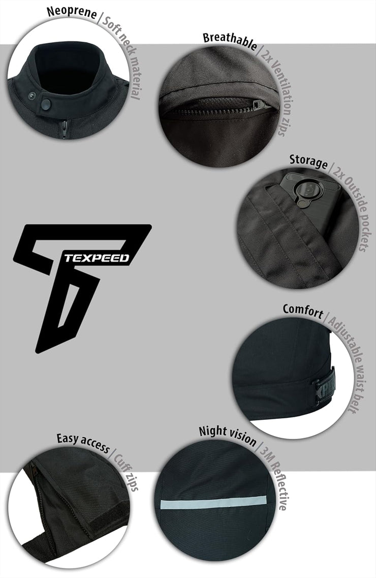 Womens Motorcycle Biker Jacket Ladies Waterproof Textile Cordura Coat with Motorbike CE Armour (EN 1621-1) Black Pink - S