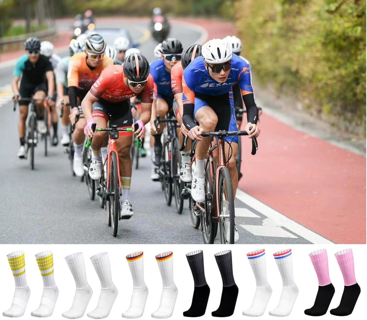 Cycling Socks anti Slip Silicone Summer Aero White Line Cycling Sport Running Socks