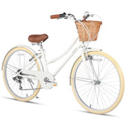 Glerc Missy Girls' 6-Speed Hybrid City Cruiser Bike with Wicker Basket