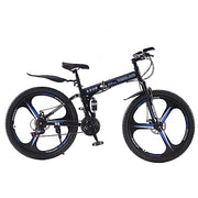 Adult Folding Mountain Bike: Dual Suspension, 3-Spoke Wheels, 21 Speed
