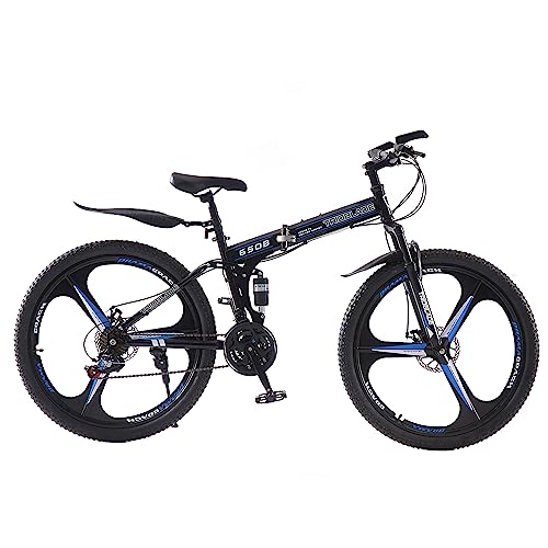Adult Folding Mountain Bike: Dual Suspension, 3-Spoke Wheels, 21 Speed