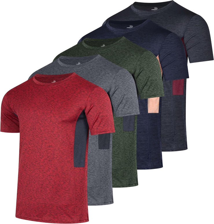 Men'S Mens Dry-Fit Moisture Wicking Active Athletic Performance Crew T-Shirts T-Shirt (Pack of 5)