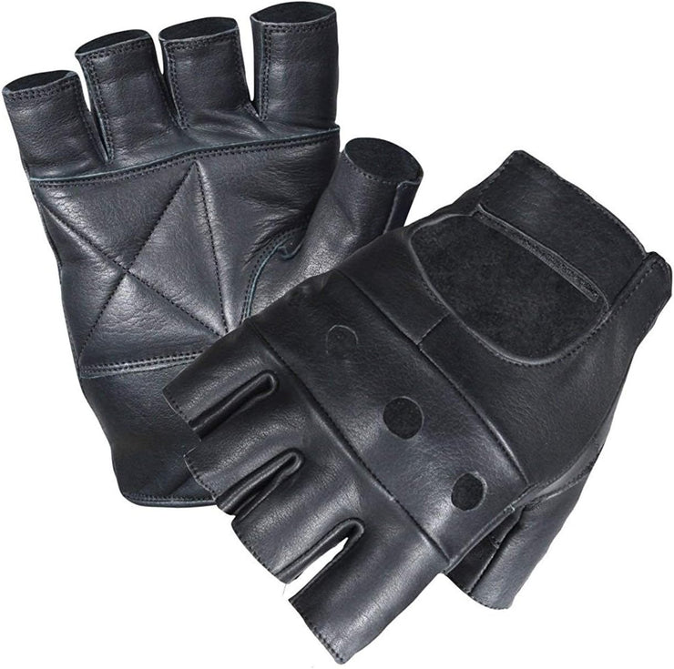 Primeleather Quality Real Leather Soft Fingerless Gloves for Weight Training Cycling Bike Wheelchair GYM Etc Medium