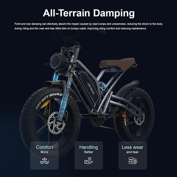 X50 Adult Electric Fat Tyre Bike, 20" Wheels, 48V Removable Battery, 250W Motor, 7-Speed