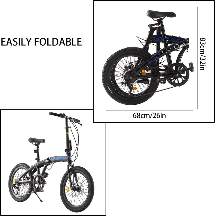 TRIOBLADE 20" Folding Bike: 7-Speed Shimano, Lightweight Aluminum Frame, Disc Brakes