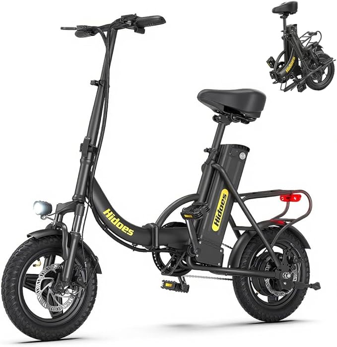 Hidoes C5 Portable Folding Electric Bike, 14-inch Wheels, Long Range Battery