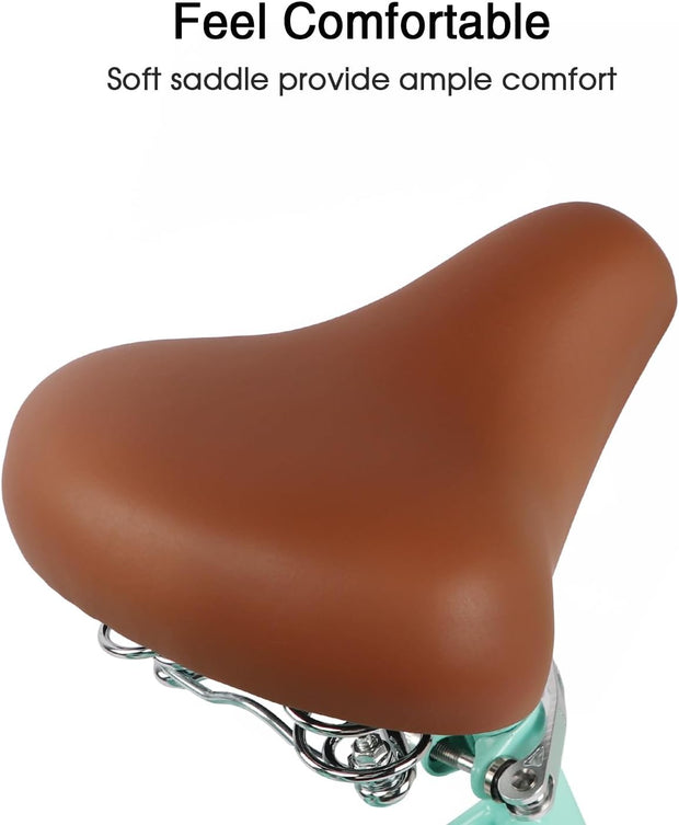 Glerc Missy Girls' 6-Speed Hybrid City Cruiser Bike with Wicker Basket