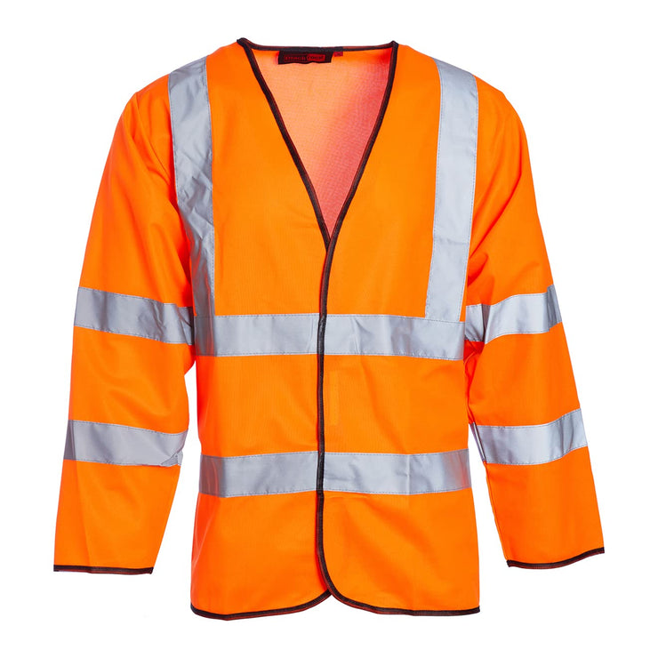 Hi Vis Long Sleeve Vests Orange, Reflective High Vis Jackets, Hi Viz, Work Utility & Safety Clothing, Neon Clothes, Running, Jacket, Hivisible, Security, PPE, Fluorescent - Size 3XL