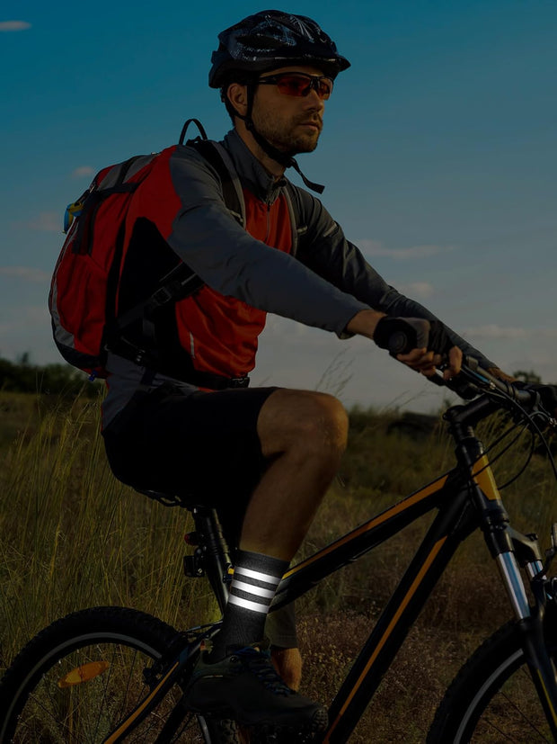 4 Pairs Glow in Dark Socks Cycling Socks High Reflective Running Socks Night Safety Socks Compression Athletic Sock