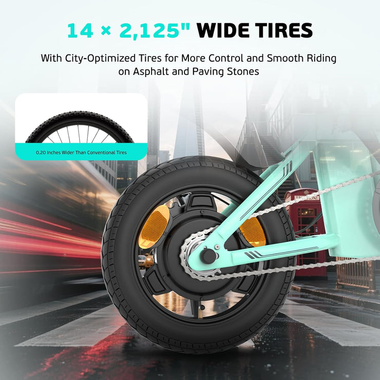 Eskute F100 Folding Electric Commuter E-Bike: 14-Inch Wheels, 35-Mile Range