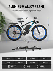 V7 Electric Fat Tire Mountain Ebike: 52V Battery, 21-Speed, Dual Hydraulic Brakes