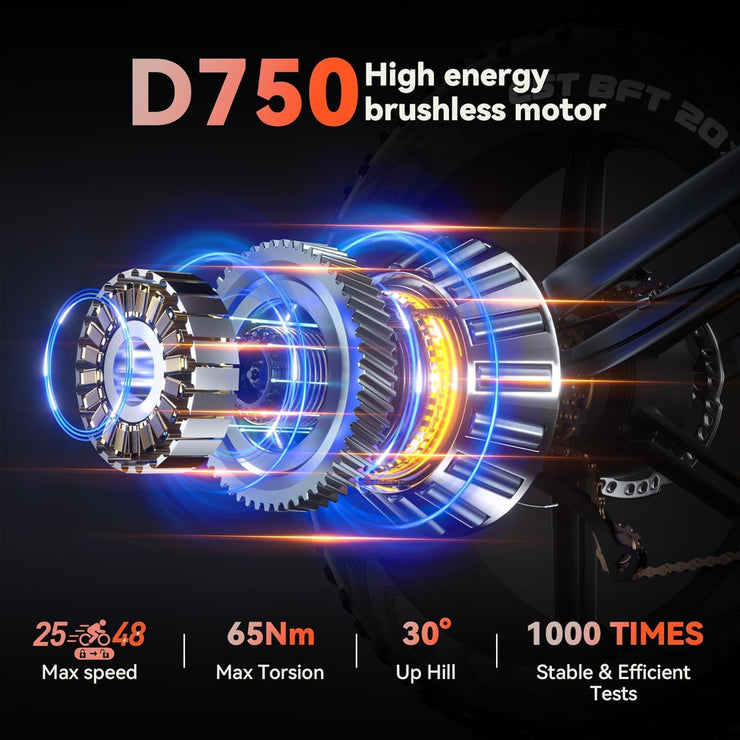 X50 Adult Electric Fat Tyre Bike, 20" Wheels, 48V Removable Battery, 250W Motor, 7-Speed