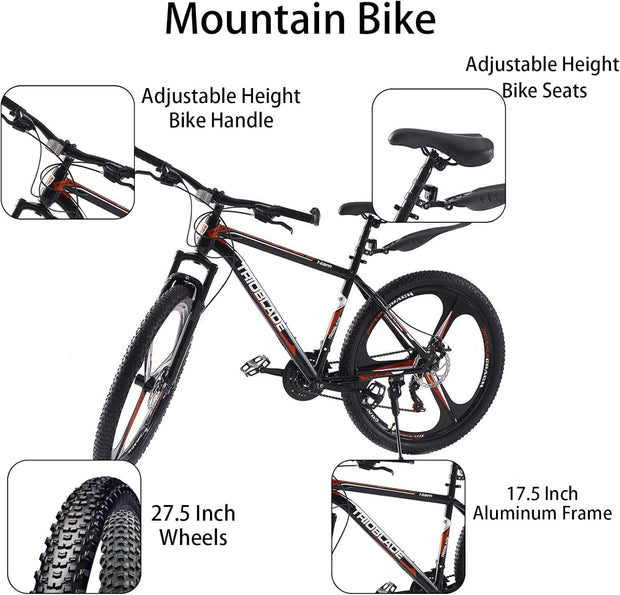 LSBIKE Adult All-Terrain Mountain Bike: 21-Speed, Dual Suspension, Disc Brakes