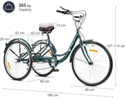 Viribus 26-inch Adult Tricycle, 7-Speed Cargo Trike with Basket for Seniors