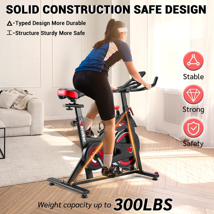 WENOKER Silent Belt Drive Home Exercise Bike: Heavy Flywheel, Digital Monitor