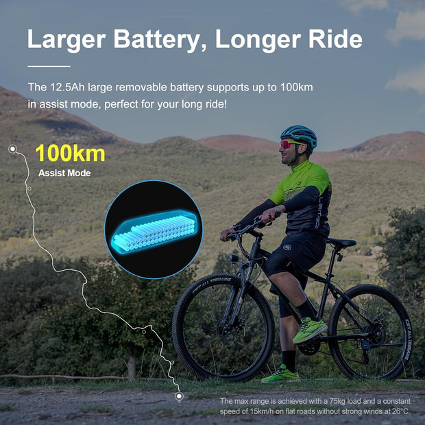 Eleglide Mopride 1 Plus Electric Mountain Bike, 12.5Ah Removable Battery, 21-Speed