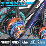 QIKAITU 3000W Dual Motor Fat Tire E-Bike, 48V 23Ah, 56-Mile Range