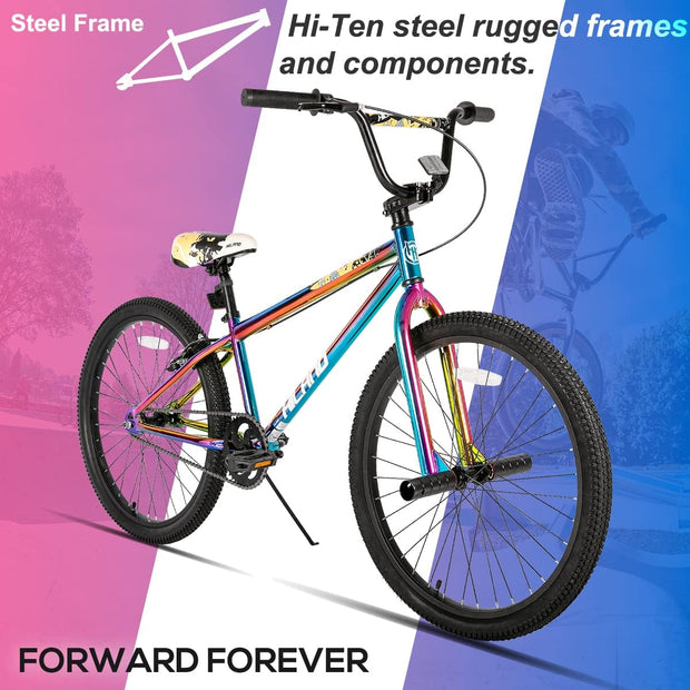 Hiland Freestyle BMX Bike: Durable Steel Frame, 2 Pegs, Beginner to Advanced