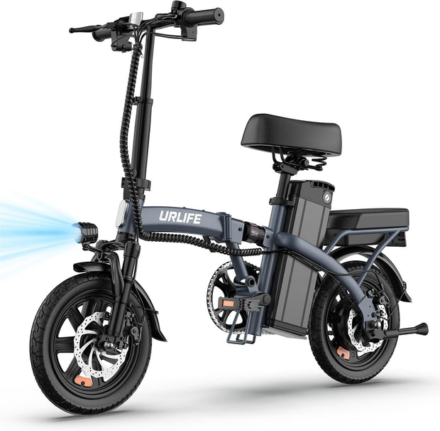 URLIFE 14-inch Portable Folding E-Bike: 48V 7.5Ah Battery, 250W Motor