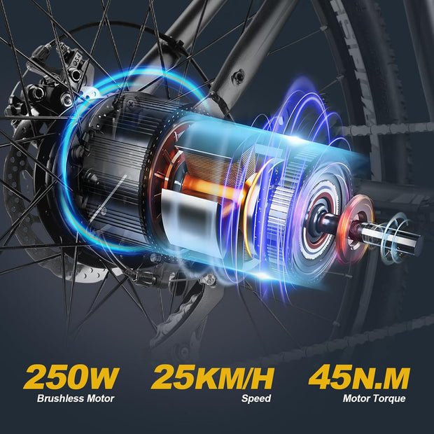 TWOFISH 26-inch Electric Mountain Bike for Adults, 36V 15Ah Battery, 7-Speed