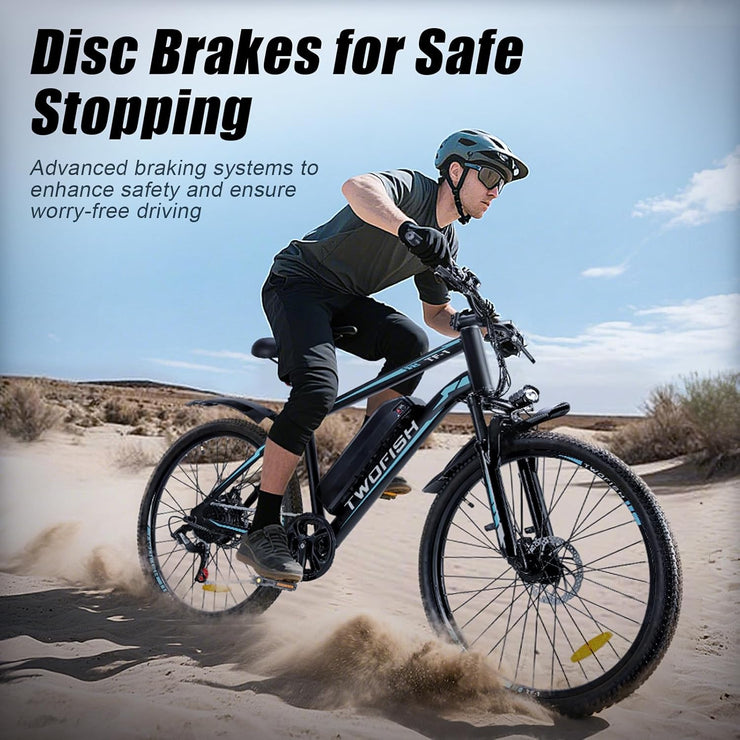 TWOFISH 26-inch Electric Mountain Bike for Adults, 36V 15Ah Battery, 7-Speed