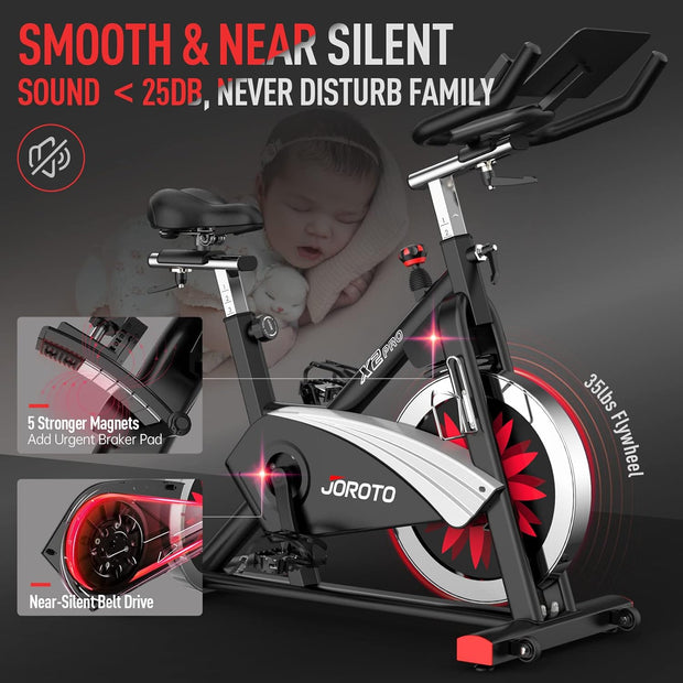 JOROTO X2PRO Bluetooth Magnetic Exercise Bike - Silent Belt Drive Indoor Cycling