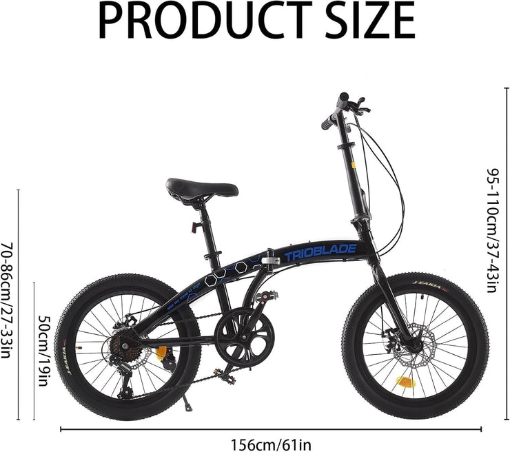 TRIOBLADE 20" Folding Bike: 7-Speed Shimano, Lightweight Aluminum Frame, Disc Brakes