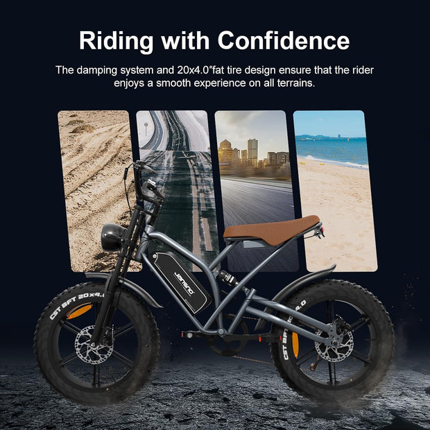 X50 Adult Electric Fat Tyre Bike, 20" Wheels, 48V Removable Battery, 250W Motor, 7-Speed