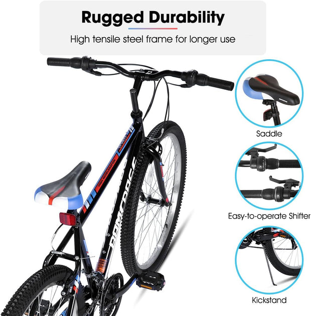 Hiland 18-Speed High Carbon Steel Mountain Bike for All-Terrain Adventures