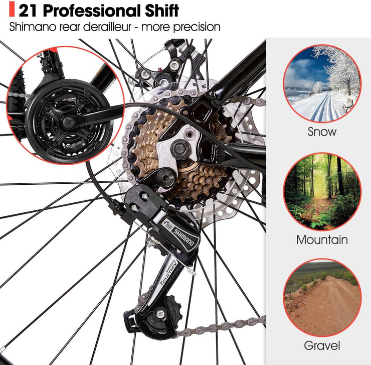 Hiland 26/27.5 Inch Aluminum Mountain Bike, 21-Speed Disc Brake MTB