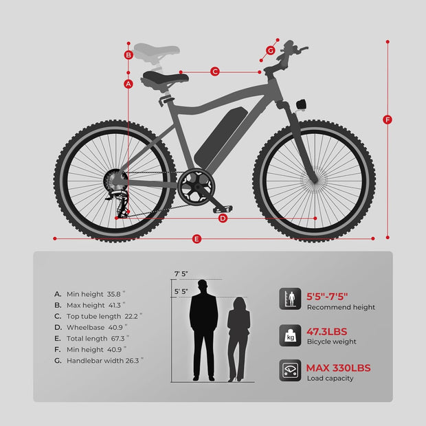SAMEBIKE SY26 26" Electric Mountain Bike, 13AH Battery, 56-Mile Range