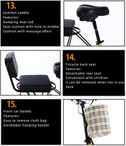 HpLNDas Folding Electric Adult Tricycle, 14-inch Wheels, Passenger Seat & Basket, 48V