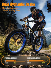 V7 Electric Fat Tire Mountain Ebike: 52V Battery, 21-Speed, Dual Hydraulic Brakes