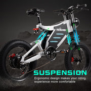 RZOGUWEX 20-inch Off-Road Electric Fat Tire Bike: 48V 25AH, Dual Suspension