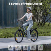 Touroll B1 26" Electric City Bike, 7-Speed, Removable 15.6Ah Battery