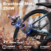 VARUN 26-inch Electric Mountain Bike: 250W Motor, 21-Speed, Removable Battery