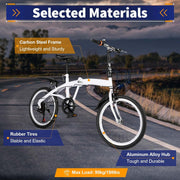 GDSKR 20-inch Foldable 6-Speed Carbon Steel Commuter Bike for Adults & Teens