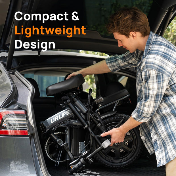 URLIFE 14-inch Portable Folding E-Bike: 48V 7.5Ah Battery, 250W Motor