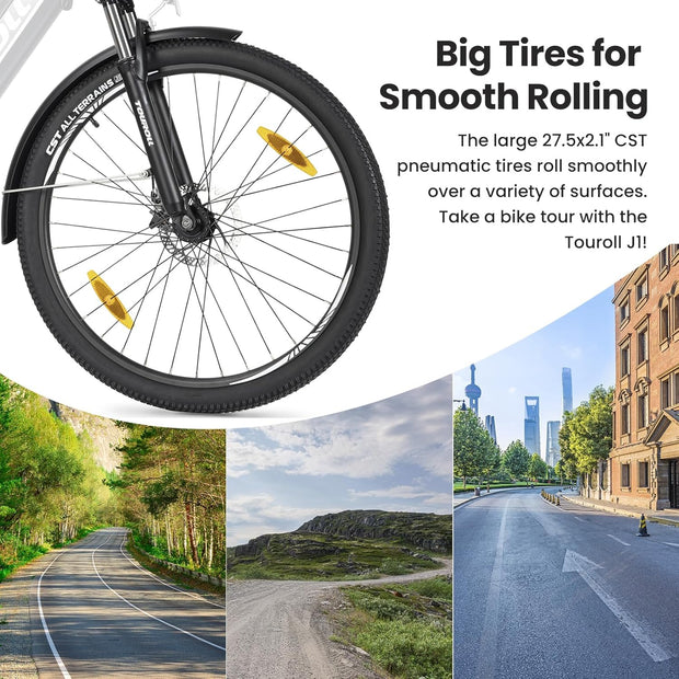 Touroll J1 ST 27.5" Electric Commuter & Trekking E-Bike, 62-Mile Range
