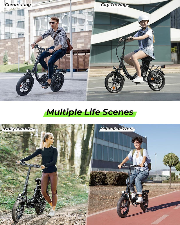 Finbike U4 16" Portable Folding E-Bike: Removable Battery, 3 Modes, Smooth Ride