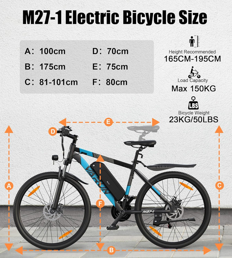 VARUN M27-1 Electric Mountain Bike: 27.5-inch Wheels, 48V Long Range