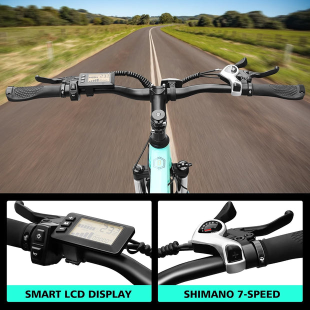 GSOU 26-inch Adult E-Mountain Bike, 250W, Long Range, 7-Speed Commuter