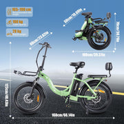 TWOFISH Folding Electric Bike: Adults, 36V Battery, 20-inch Fat Tires, Dual Seat