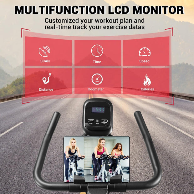 WENOKER Silent Belt Drive Home Exercise Bike: Heavy Flywheel, Digital Monitor