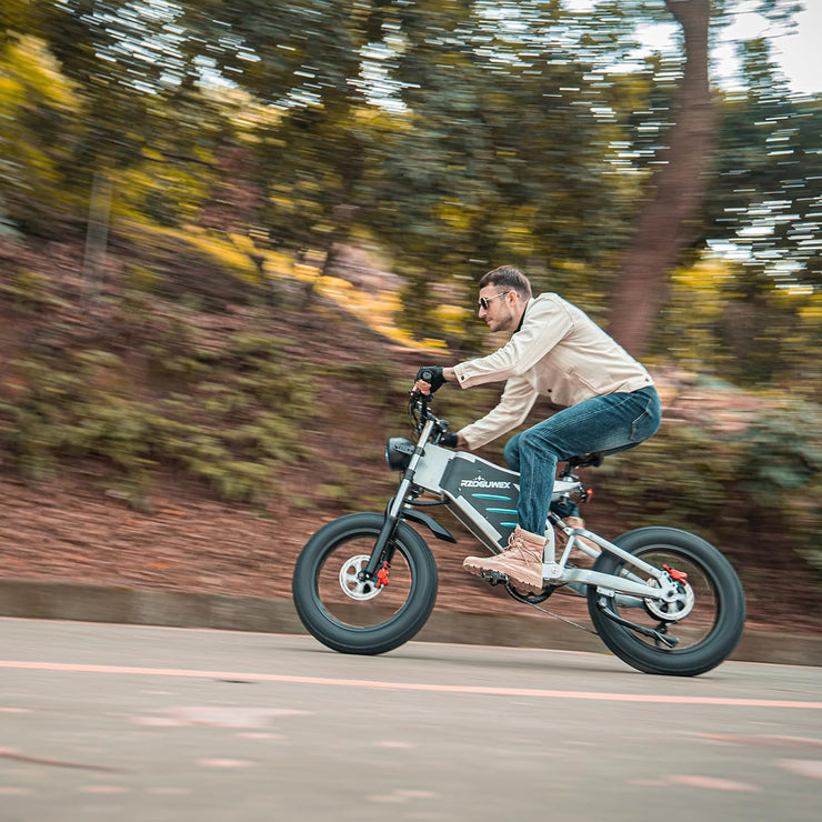 RZOGUWEX 20-inch Off-Road Electric Fat Tire Bike: 48V 25AH, Dual Suspension
