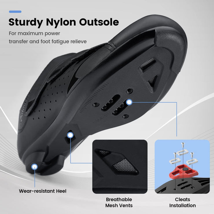 Mens Cycling Shoes Compatible with Peloton Bike & SPD 2 Bolt Clips - Unisex Spin Bicycle Shoes with 3 Bolt Look Delta Cleats - Indoor Outdoor Road Bike Cycling