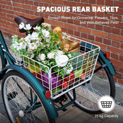 Viribus 26-inch Adult Tricycle, 7-Speed Cargo Trike with Basket for Seniors