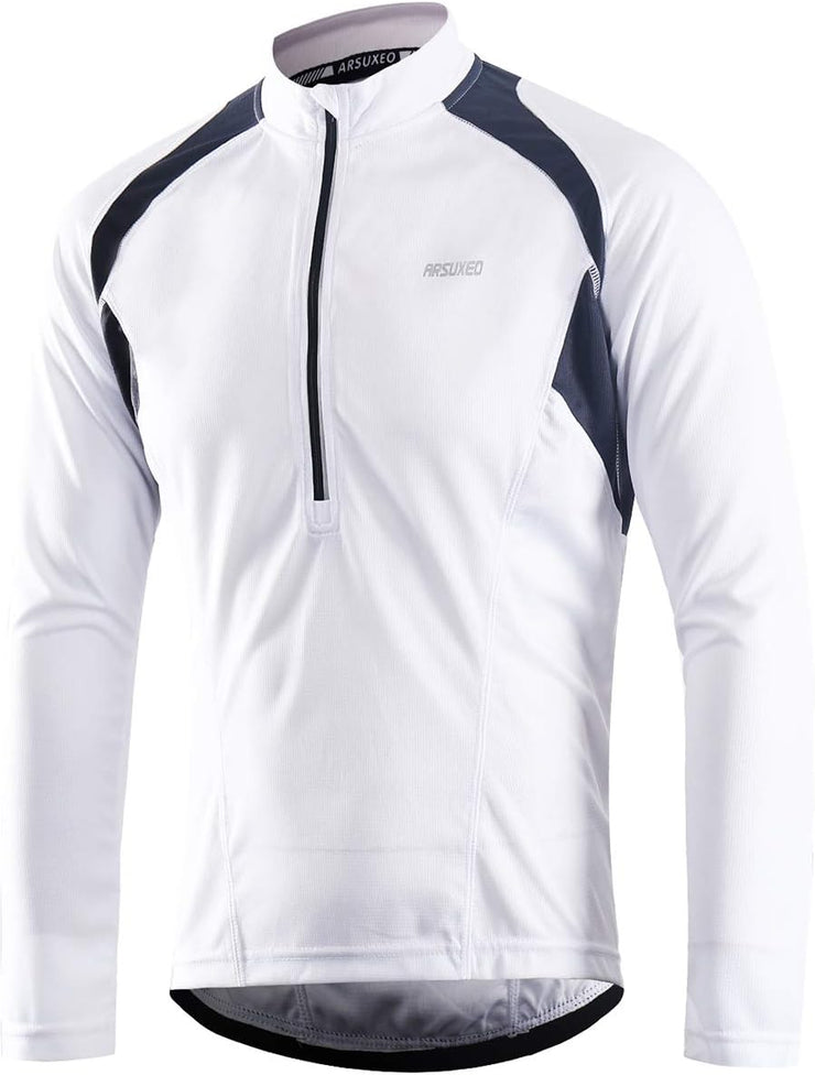 Cycling Jersey Mens Long Sleeve Mountain Bike Jersey Half Zipper Cycling Top Clothing 6031