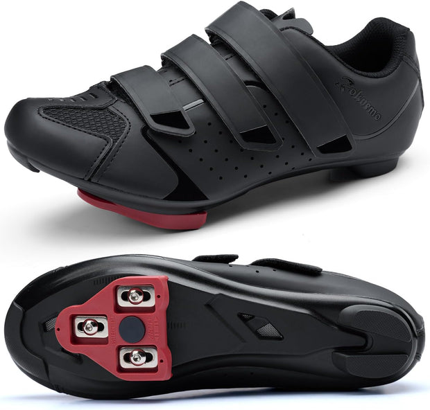 Mens Cycling Shoes Compatible with Peloton Bike & SPD 2 Bolt Clips - Unisex Spin Bicycle Shoes with 3 Bolt Look Delta Cleats - Indoor Outdoor Road Bike Cycling