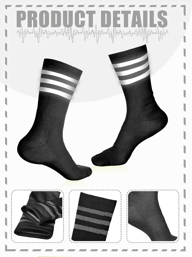4 Pairs Glow in Dark Socks Cycling Socks High Reflective Running Socks Night Safety Socks Compression Athletic Sock